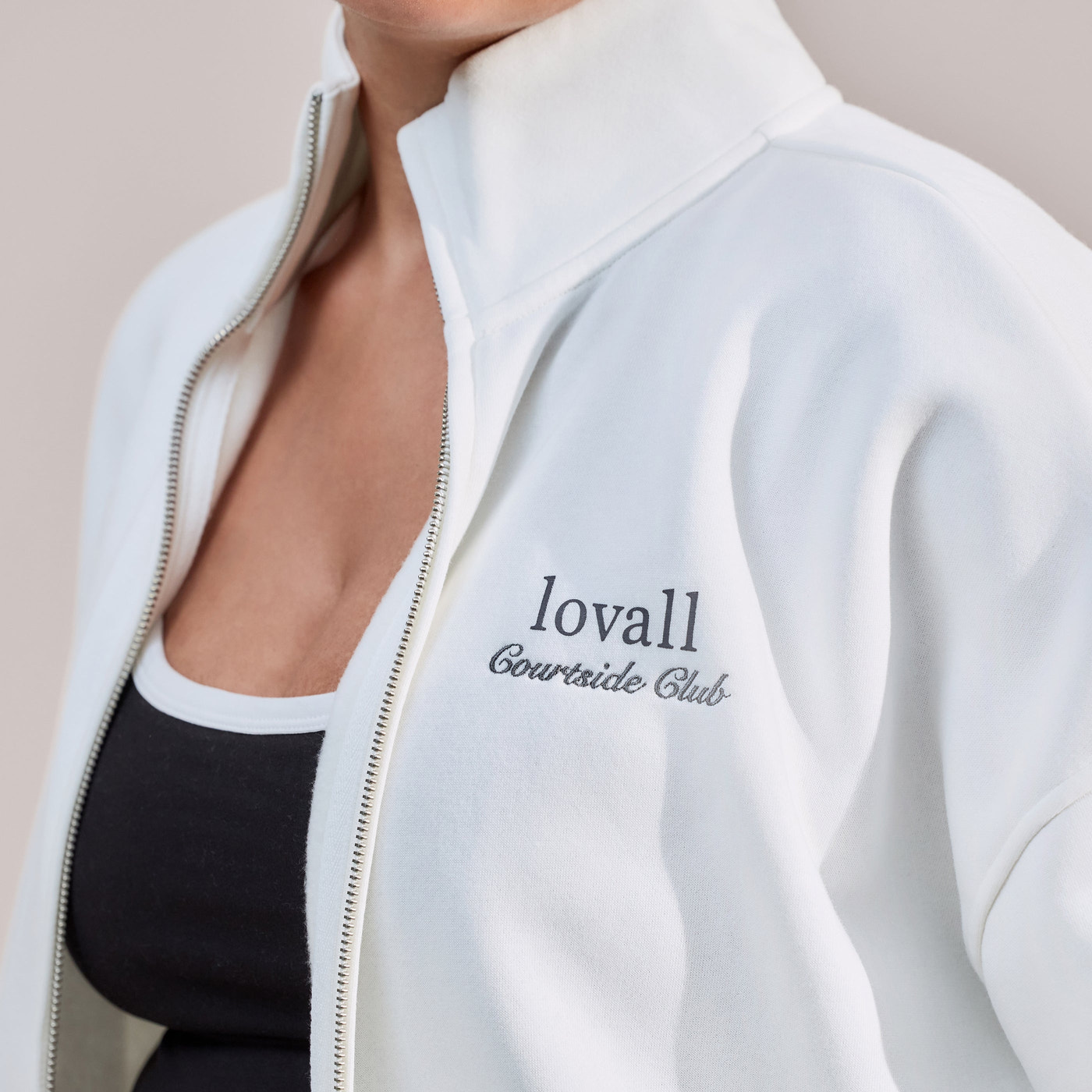 Curve Organic Funnel Neck Zip Through - Off White