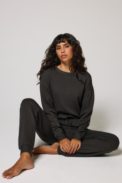 Curve Luxe Lounge Sweatshirt - Black Coffee