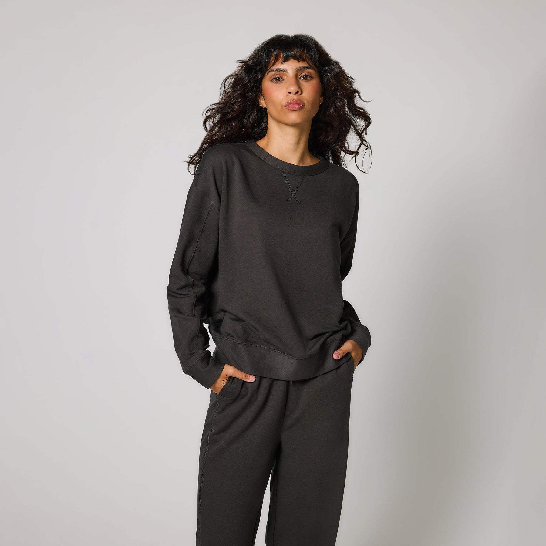 Curve Luxe Lounge Sweatshirt - Black Coffee