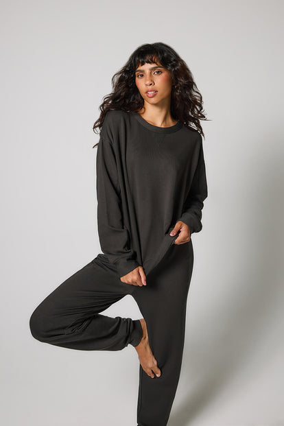 Curve Luxe Lounge Sweatshirt - Black Coffee