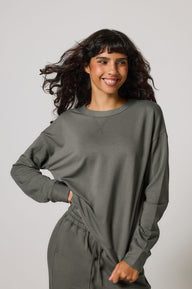 Luxe Lounge Sweatshirt - Slate Green