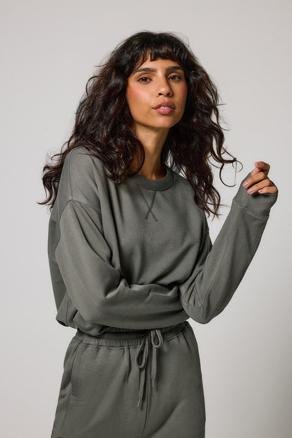 Luxe Lounge Sweatshirt - Slate Green