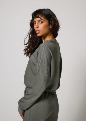 Curve Luxe Lounge Sweatshirt - Slate Green