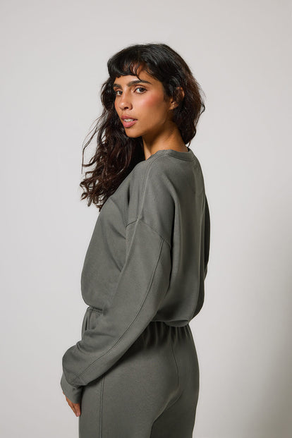 Luxe Lounge Sweatshirt - Slate Green