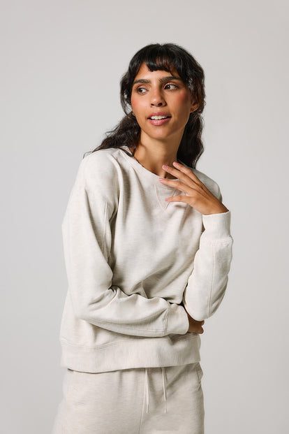 Luxe Lounge Sweatshirt - Vanilla Marl