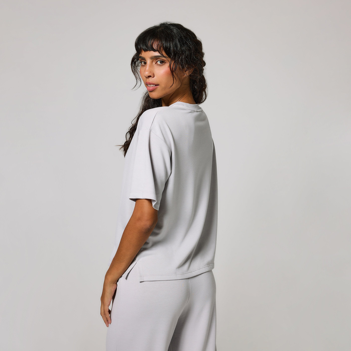 Soft Touch Wide Leg Lounge Set - Grey