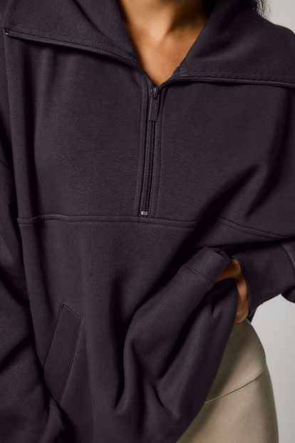 ALL SZN Organic Oversized 1/4 Zip Sweatshirt - Shadow Grey