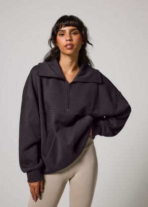 ALL SZN Organic Oversized 1/4 Zip Sweatshirt - Shadow Grey