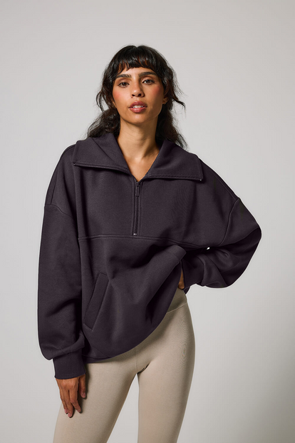 ALL SZN Organic Oversized 1/4 Zip Sweatshirt - Shadow Grey