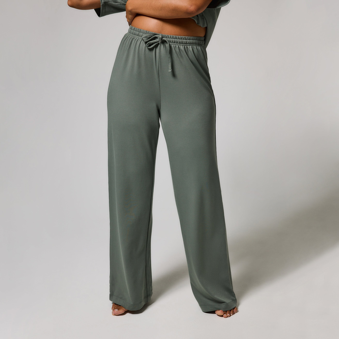 Soft Touch Wide Leg Lounge Set - Sage Green