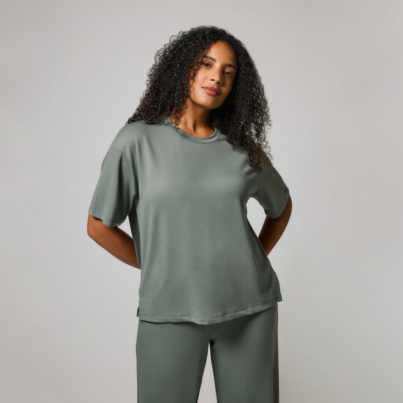Soft Touch Wide Leg Lounge Set - Sage Green