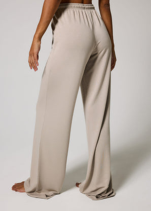 Curve Soft Touch Wide Leg Lounge Set - Oatmeal Beige