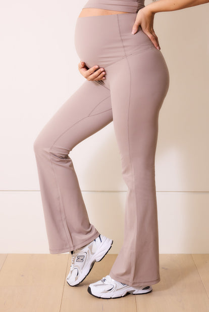 Maternity 24/7 Revitalise Flare Leggings - Clay