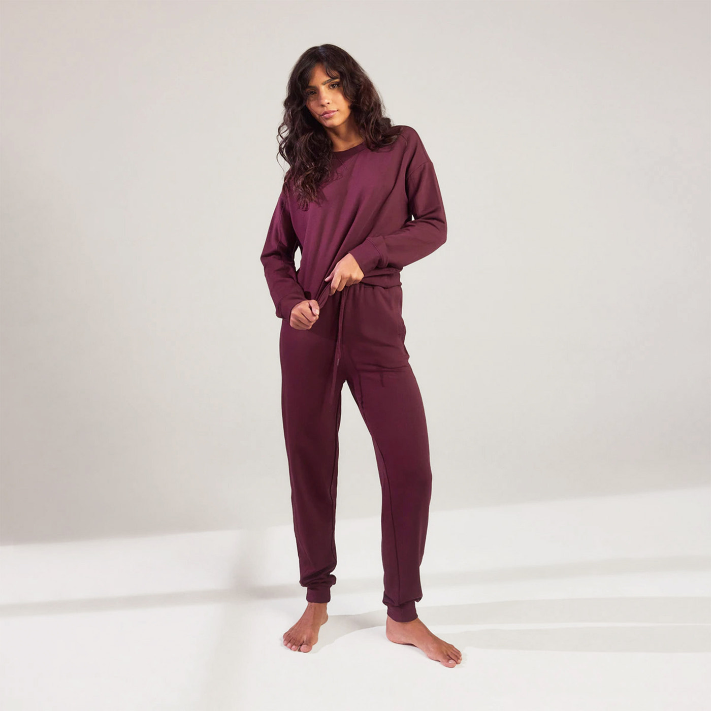 Luxe Lounge Sweatshirt - Dark Cherry