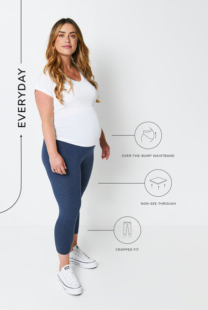 Maternity Everyday Cropped Leggings - Infinity Blue Marl