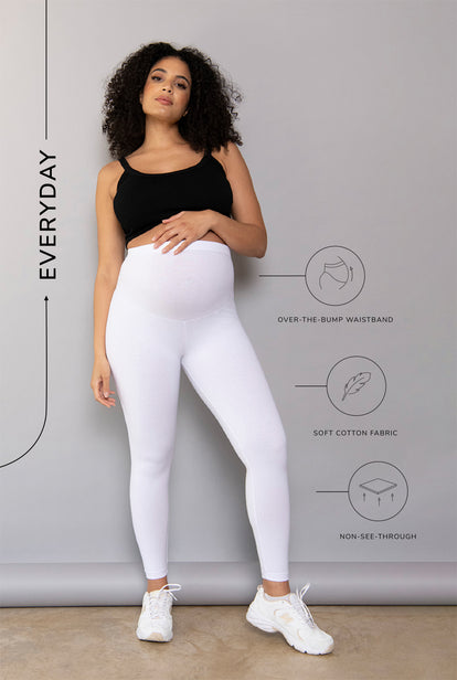 White Classic Full Length Maternity Leggings