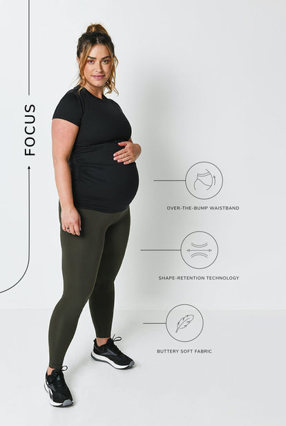 Maternity Focus Sports Leggings - Olive Green