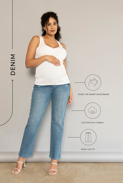 Maternity Straight Jeans - Mid Blue