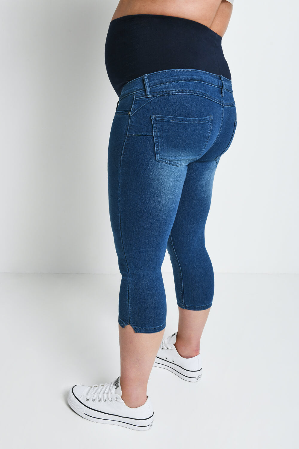 Mid Blue Cropped Maternity Jeggings LOVALL - Main Image