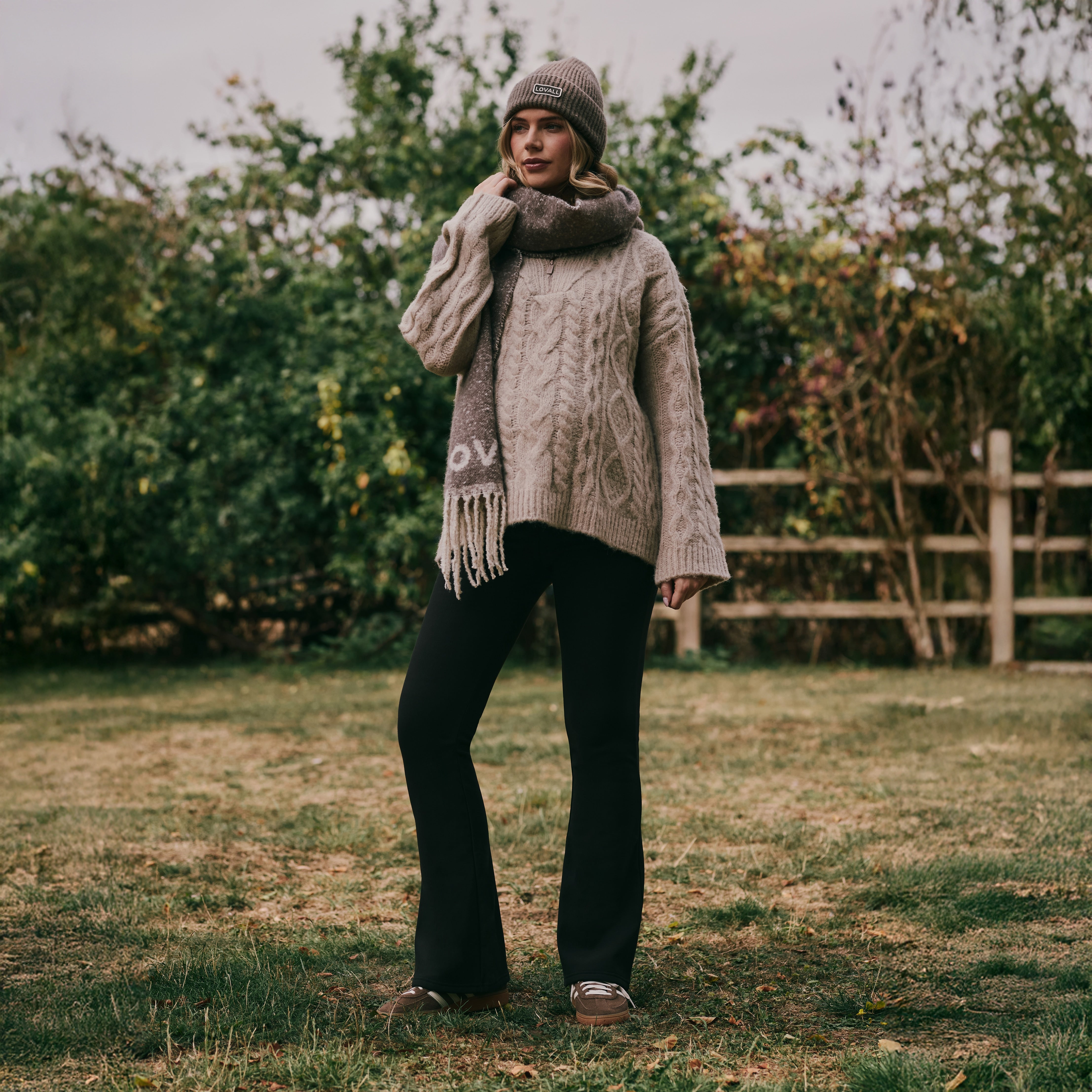 Maternity Winter Flare Leggings Coffee