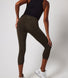 Focus Cropped High Waisted Sports Leggings - Olive Green