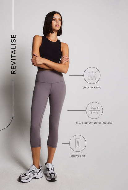 Curve Revitalise Cropped High Waisted Leggings - Mauve