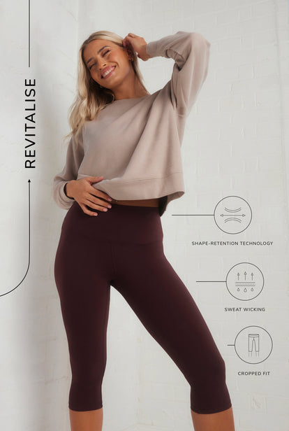 Revitalise Cropped High Waisted Leggings - Winter Berry