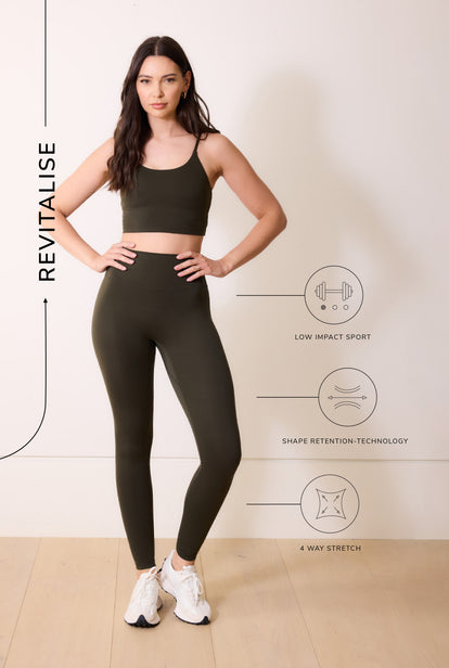 24/7 Revitalise High Waisted Leggings - Deep Olive