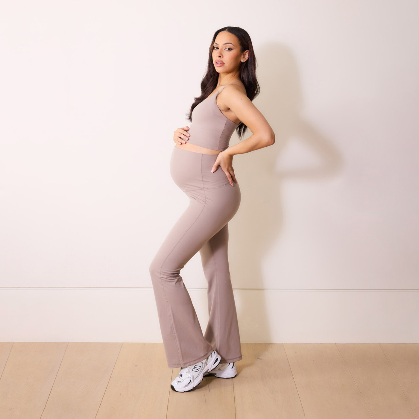 Maternity 24/7 Revitalise Flare Leggings - Clay