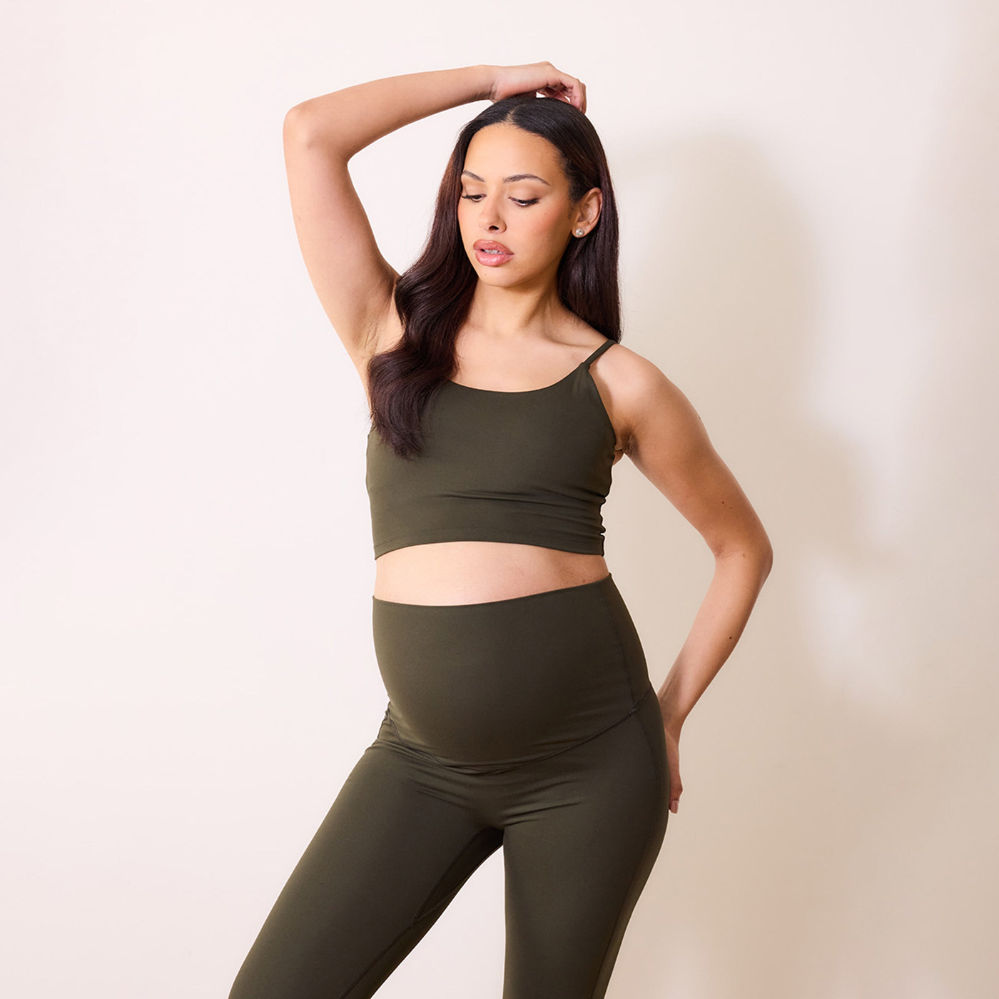 Maternity 24/7 Revitalise Flare Leggings - Deep Olive