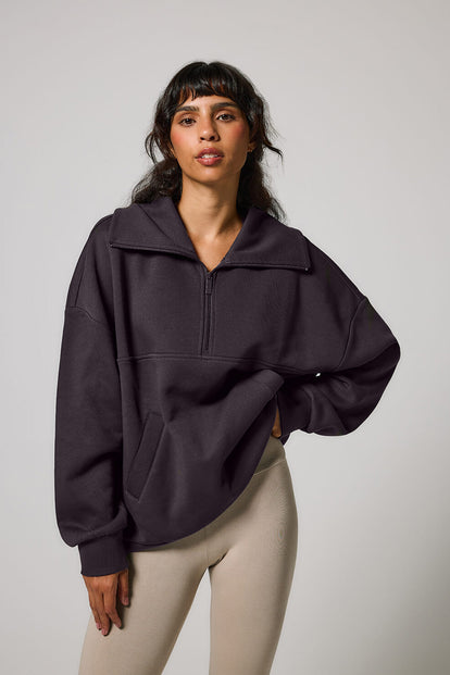 Curve ALL SZN Organic Oversized 1/4 Zip Sweatshirt - Shadow Grey