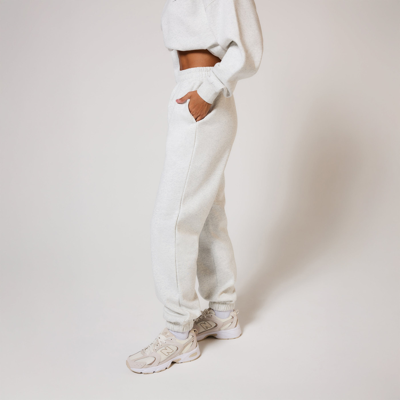 Organic Cuffed Jogger - Light Grey Marl