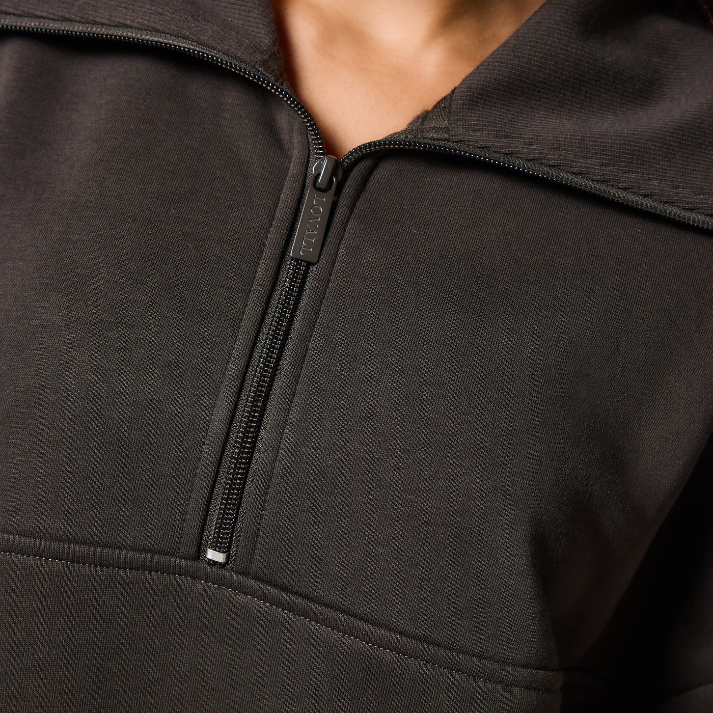 Organic Oversized 1/4 Zip Sweatshirt - Black Coffee