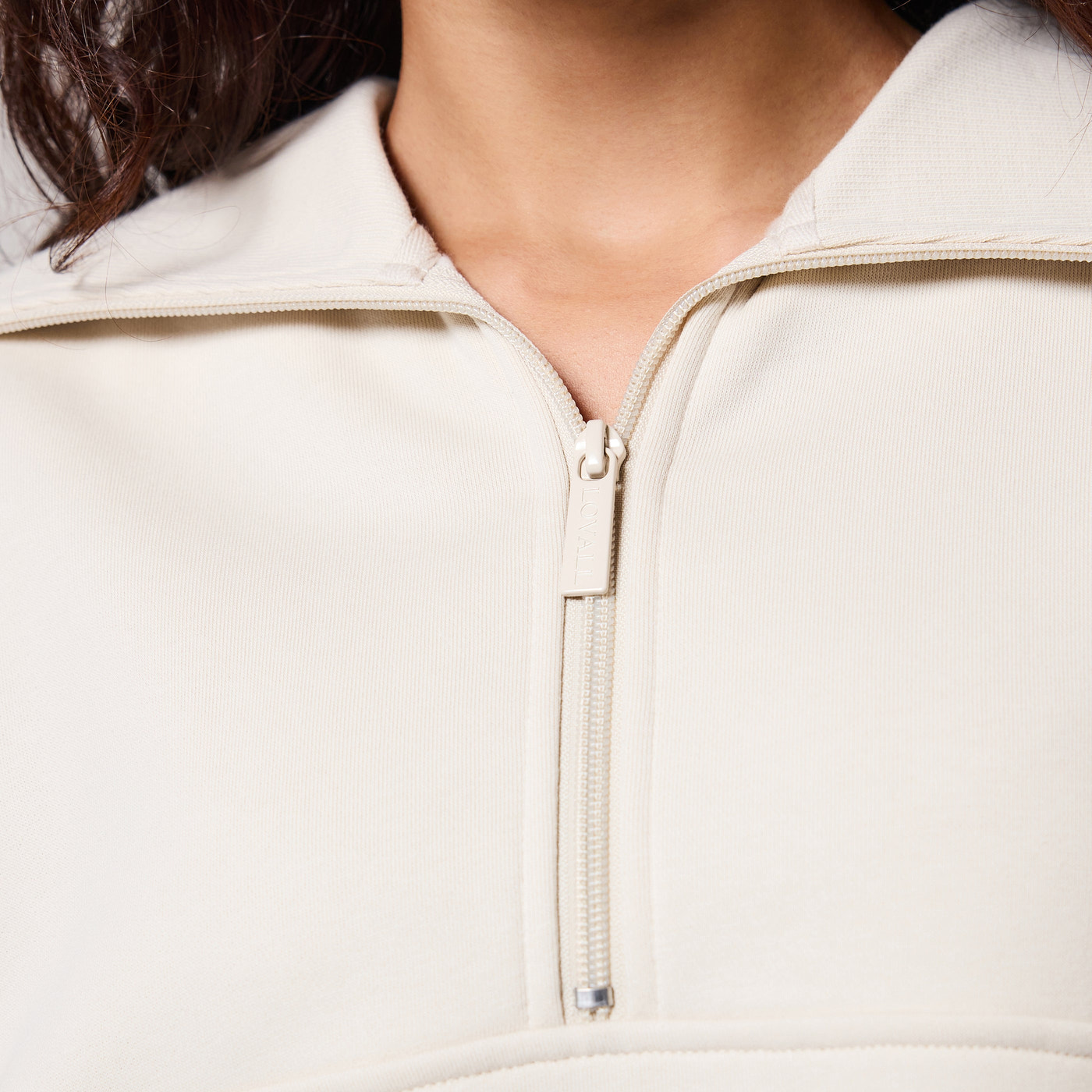 Organic Oversized 1/4 Zip Sweatshirt - Ecru