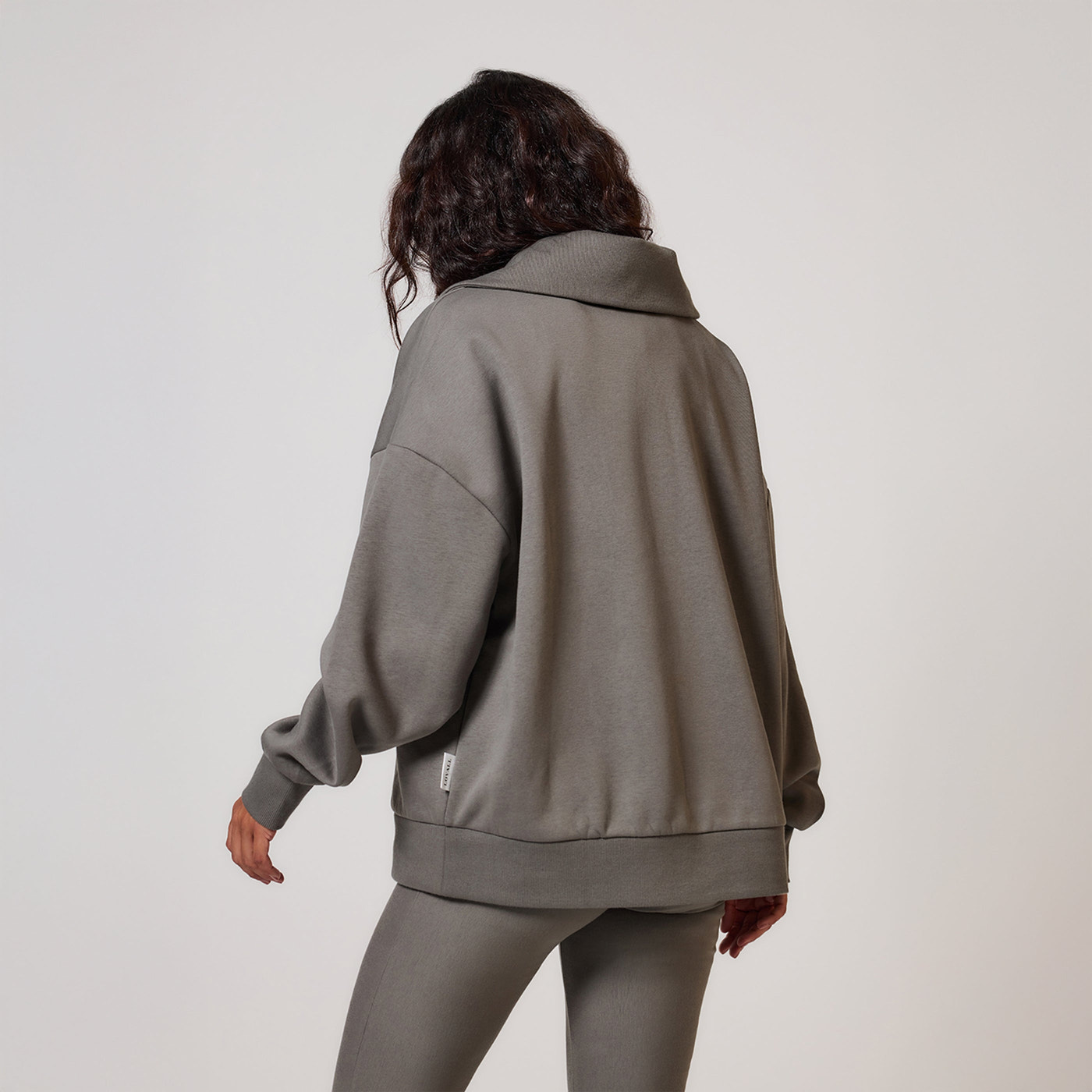 Curve Organic Oversized 1/4 Zip Sweatshirt - Slate Green