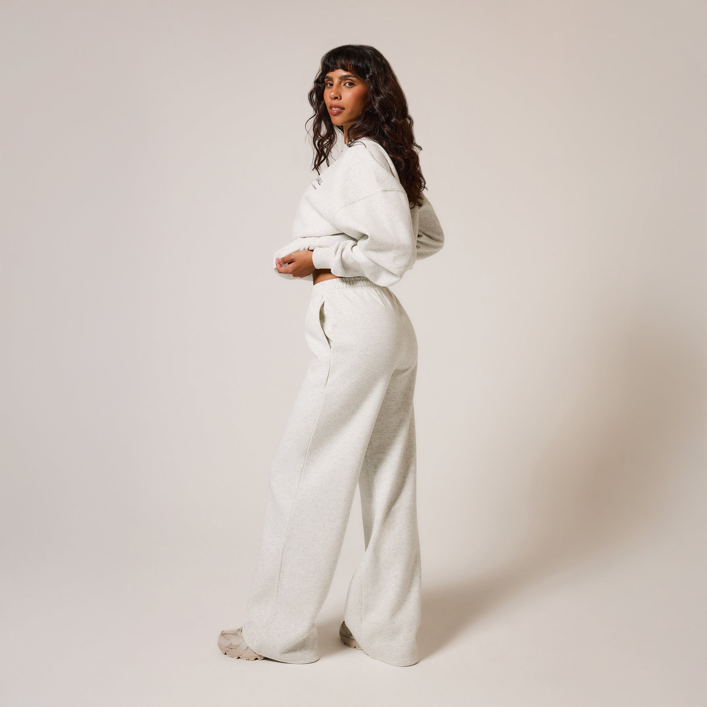 Curve Organic Wide Leg Jogger - Light Grey Marl