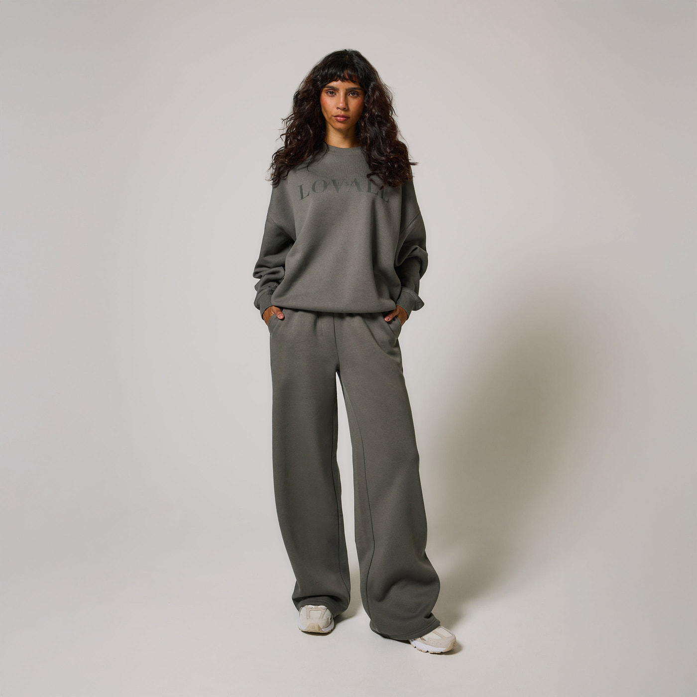 Organic Wide Leg Jogger - Slate Green
