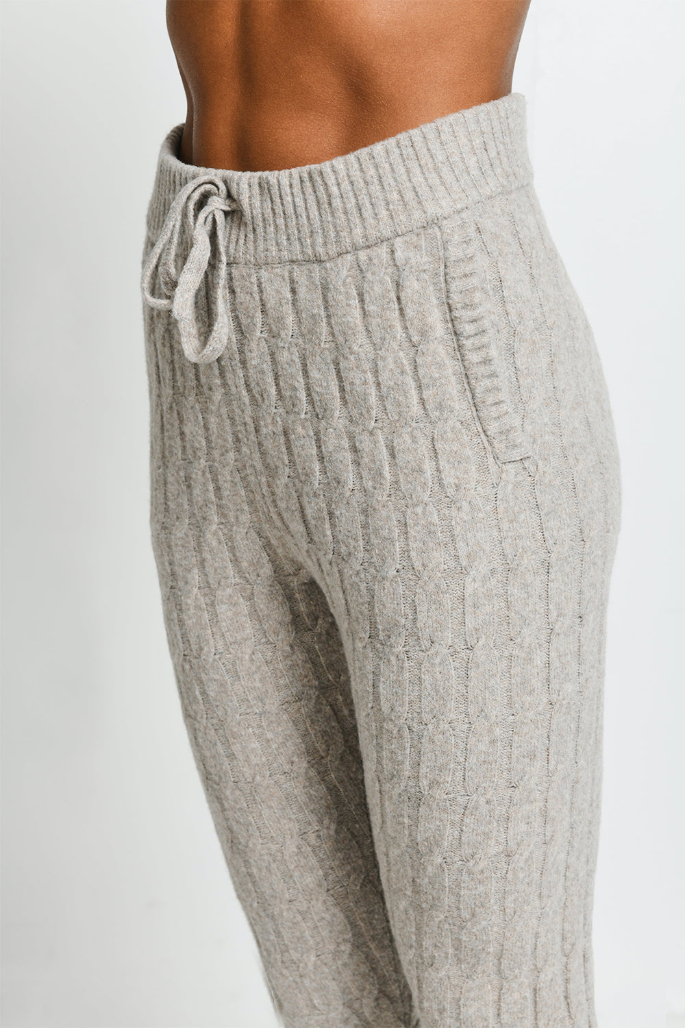 Beige Cable Knit Joggers LOVALL