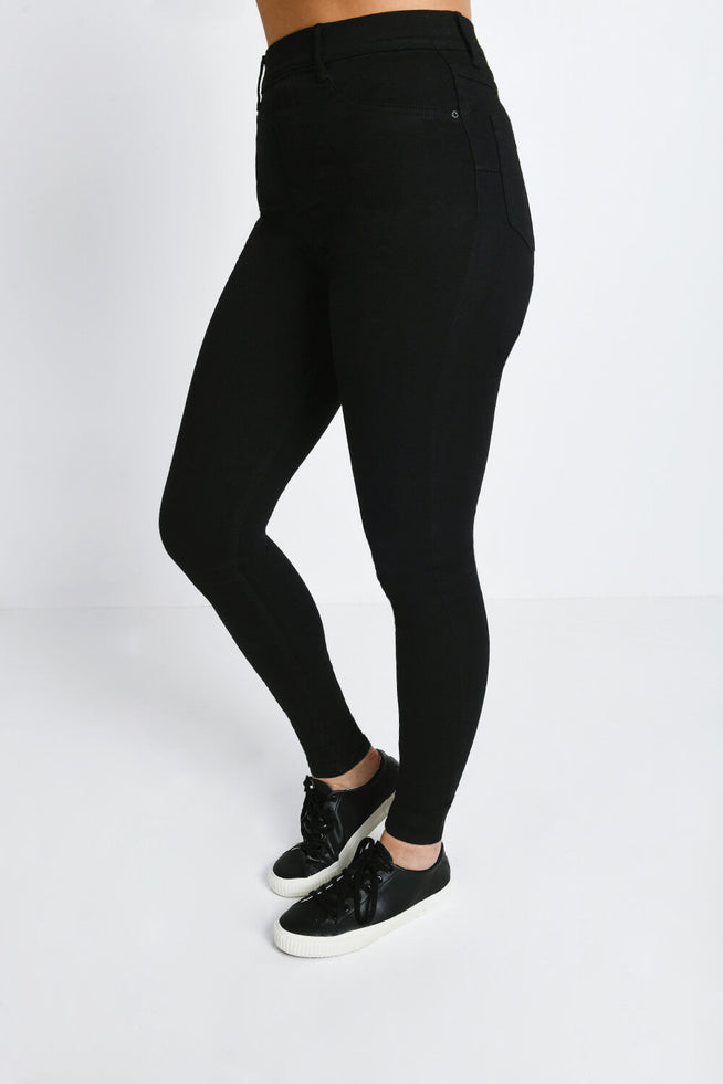 Black High Waisted Zip Detail Jeggings X38206