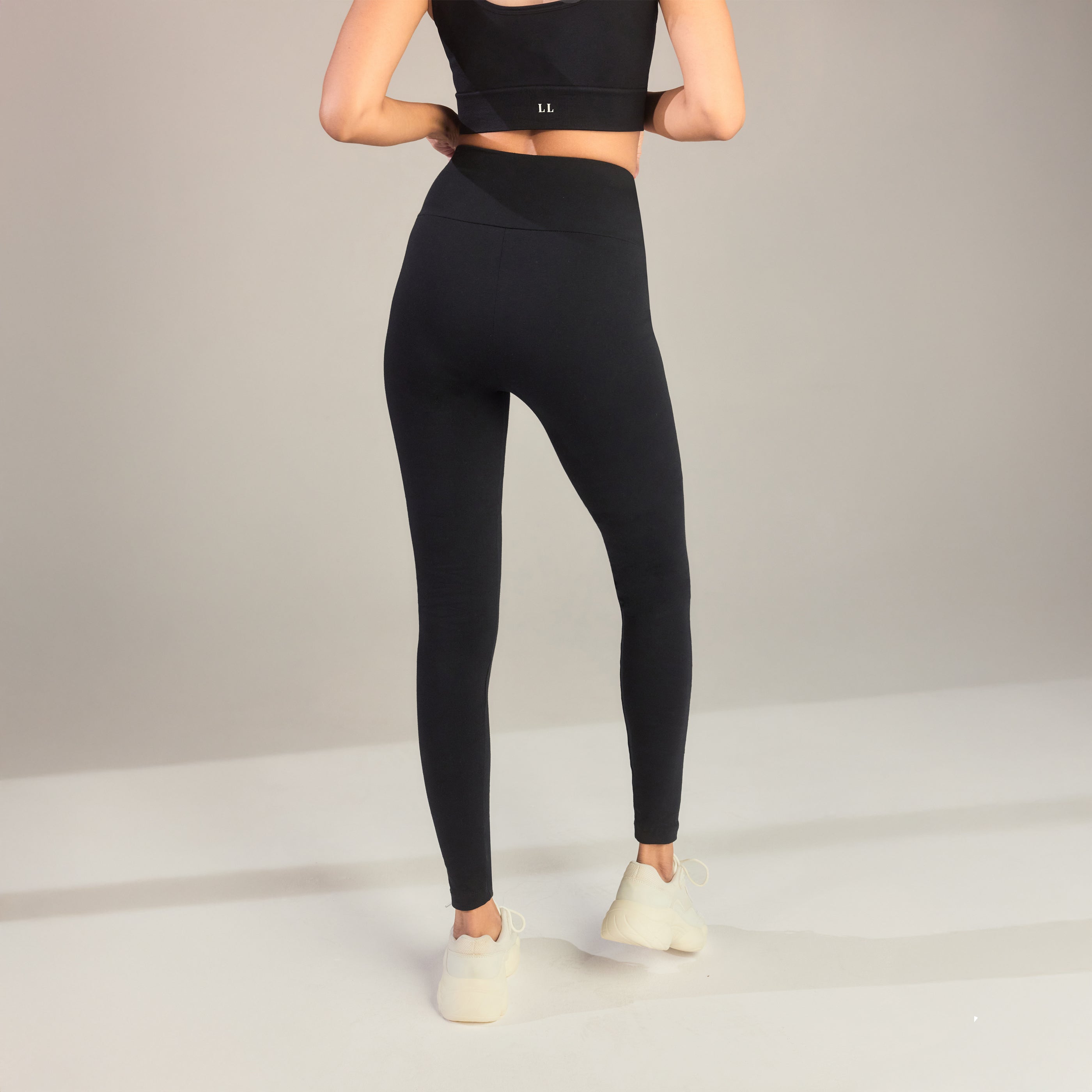 Waist Nice Black Leggings Basic Black Cotton Jersey High Waist Leggings  Bottoms PLT KSA