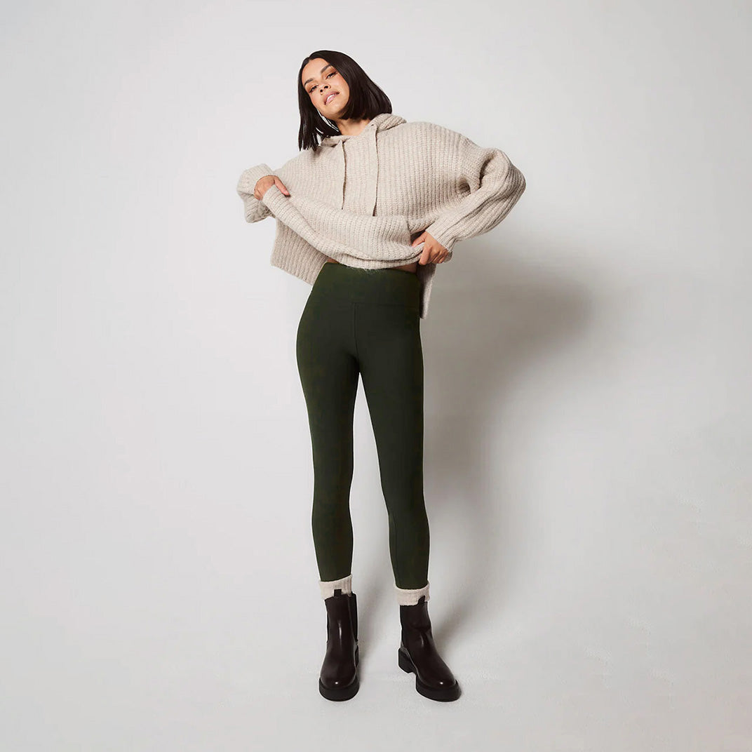 Winter Everyday Fleece-Lined Leggings - Deep Olive