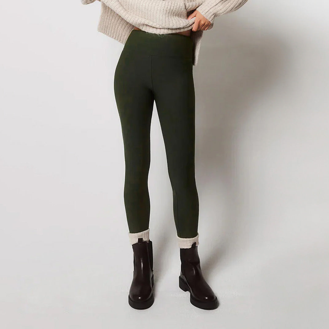 Winter Everyday High Waisted Leggings - Deep Olive