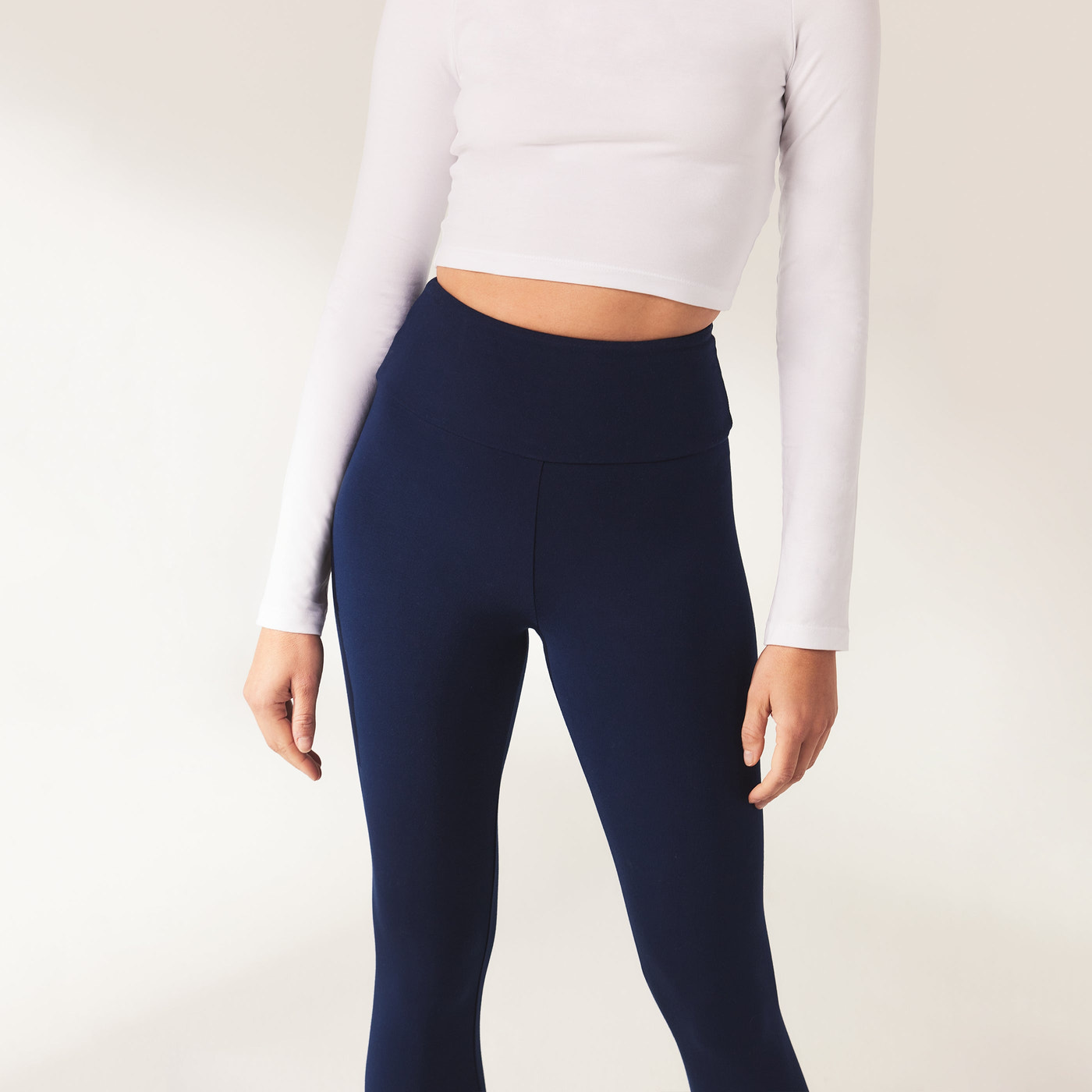 Curve Lightweight Everyday High Waisted Leggings - Navy