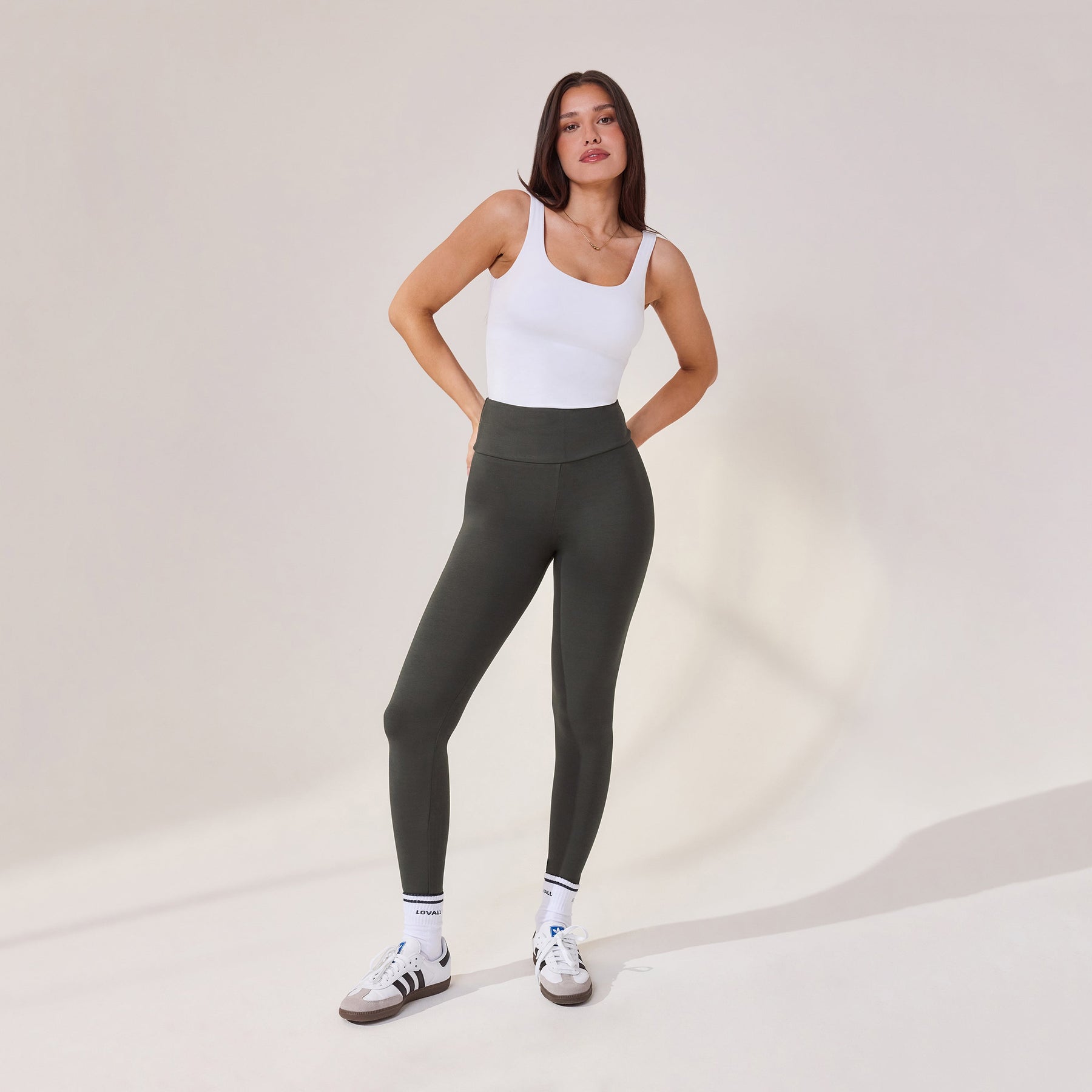 Lightweight Everyday High Waisted Leggings - Pine