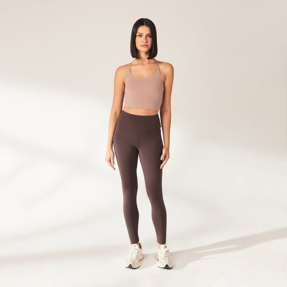Lightweight Everyday High Waisted Leggings - Espresso Brown