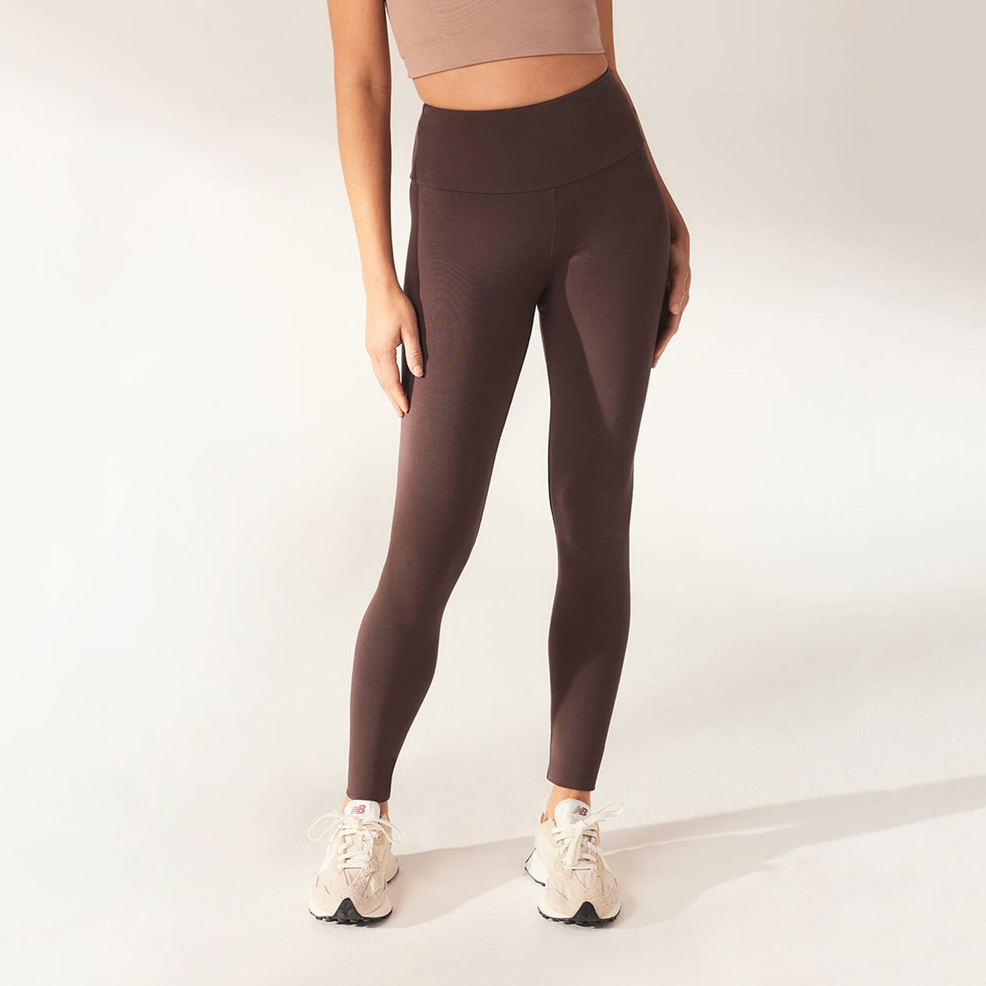 Lightweight Everyday High Waisted Leggings - Espresso Brown