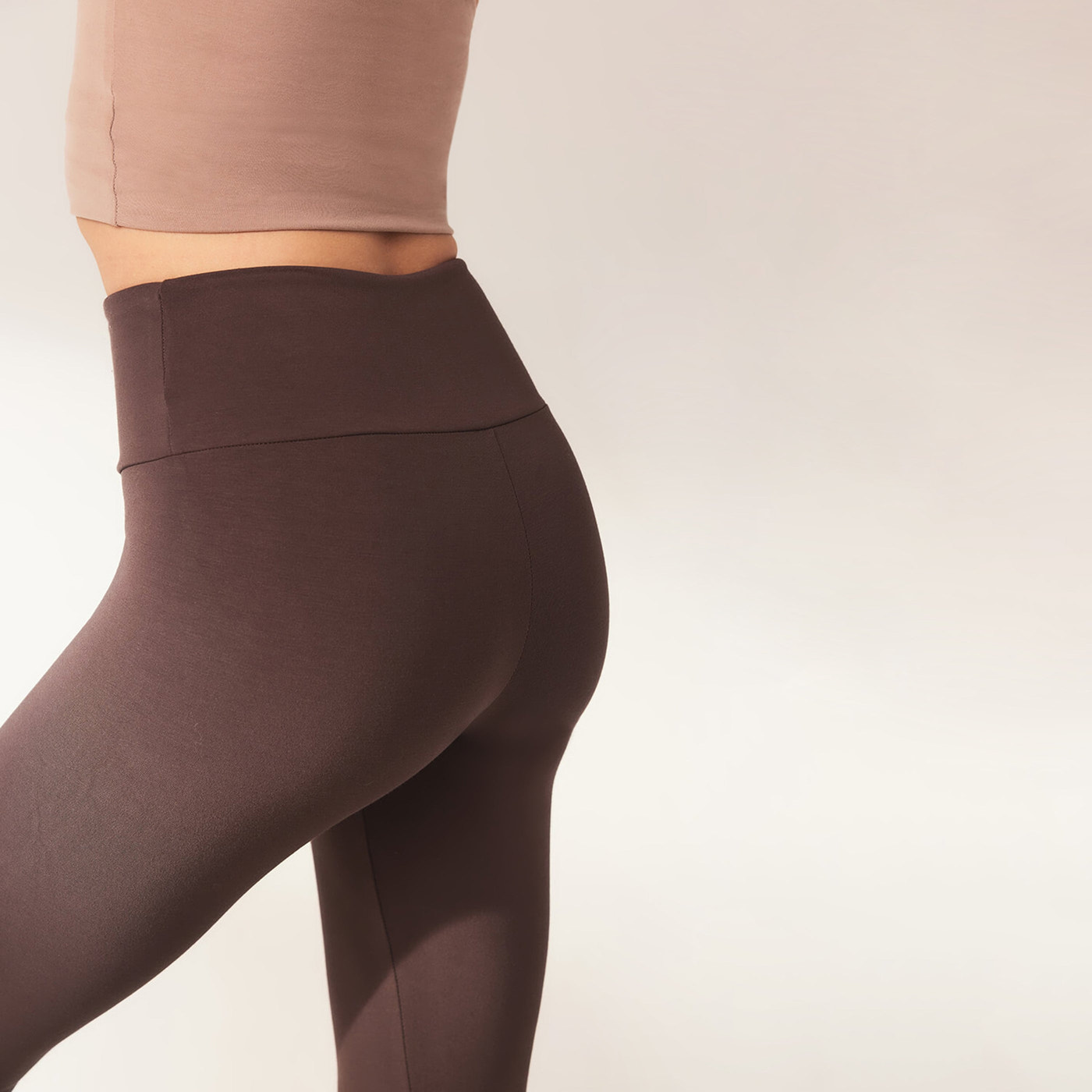 Curve Lightweight Everyday High Waisted Leggings - Espresso Brown