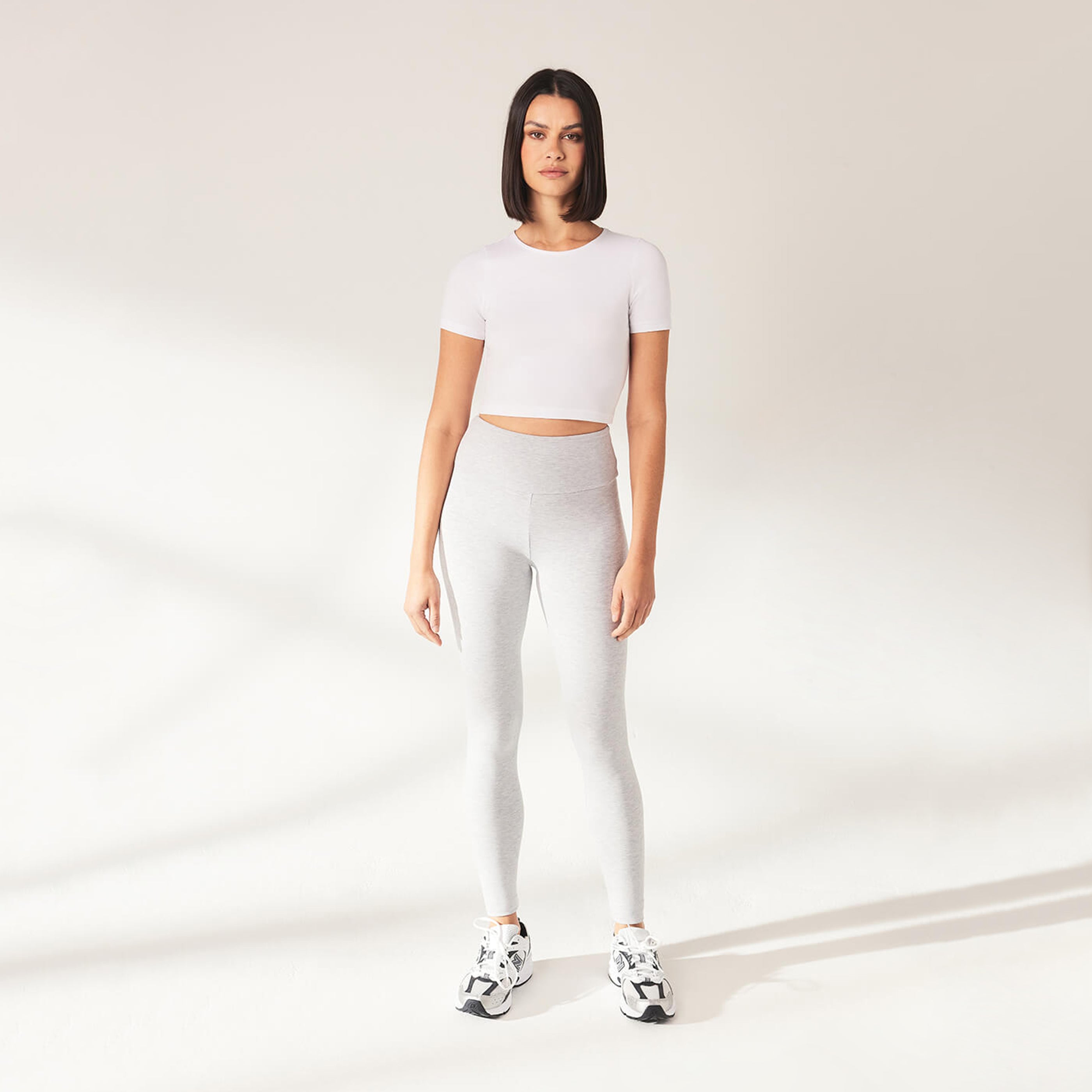 Lightweight Everyday High Waisted Leggings - Light Grey Marl