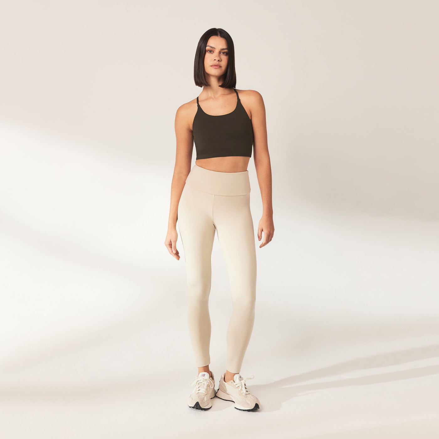 Lightweight Everyday High Waisted Leggings - Natural Beige