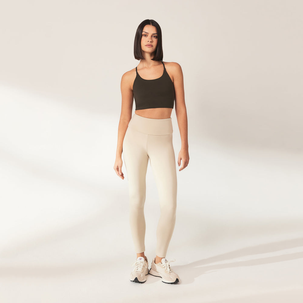 Lightweight Everyday High Waisted Leggings - Natural Beige